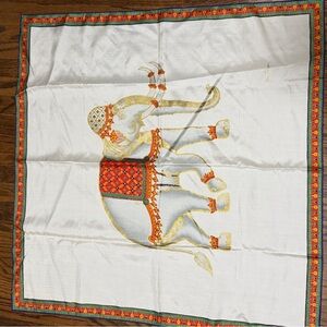 Thompson White and Gold Elephant Scarf